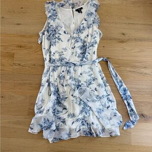 PAIGE Blue and White Floral Mini Dress